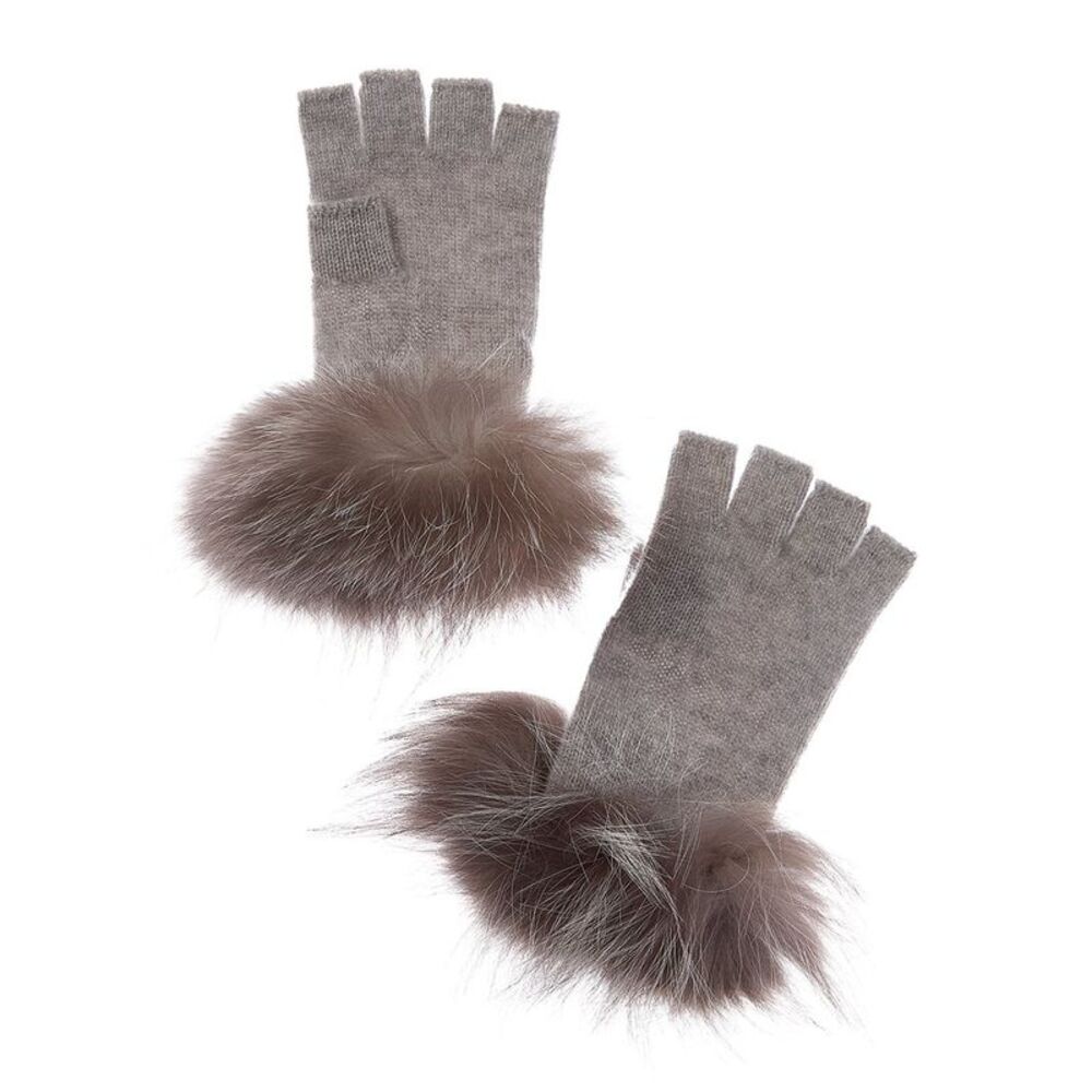 Sofiacashmere Fingerless Cashmere Gloves, Grey